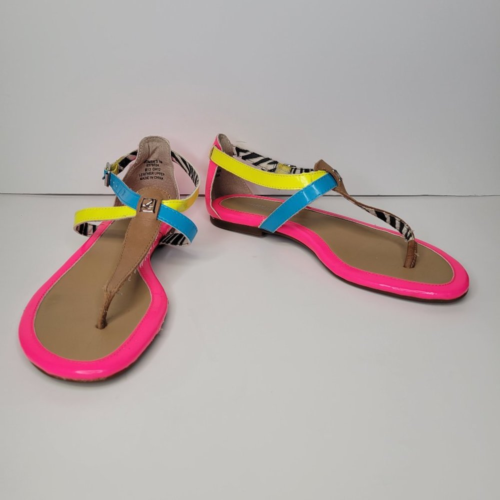 Sperry Topsider Women's Size 7M Thong Sandals Neon Pink Blue Yellow